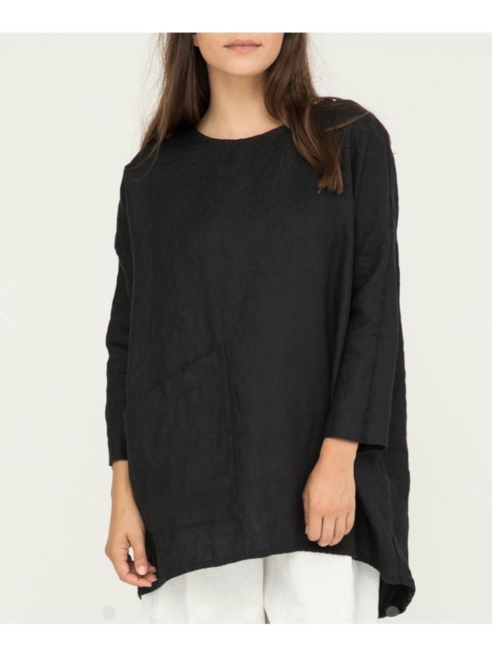Elizabeth Suzann Harper sz OS Long Sleeve TunicTop 100%‎ Linen black
